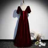 A line Burgundy Prom Dresses HZ1023