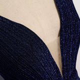 A line Navy Blue Sequin Prom Dresses Sexy Evening Dress HZ1023