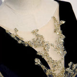 Navy Blue Tulle Long Prom Dresses HZ1023