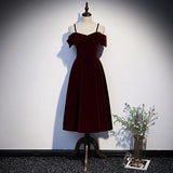 A line Red Prom Dresses Short Bridesmaid Dress HZ1023