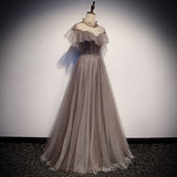 Simple A line Prom Dresses Tulle Evening Dress HZ1023