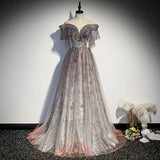 Off The Shoulder Sequin Lace Prom Dresses Sexy Prom Dress HZ1023