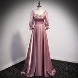 A Line Pink Long Prom Dresses HZ1023