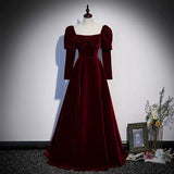 Simple A line Red Long Prom Dresses HZ1023