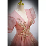 Ball Gown Pink Prom Dresses Sexy Evening Dress HZ1023