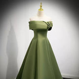 Simple Sage Green Satin Prom Dresses Sexy Evening Dress HZ1023