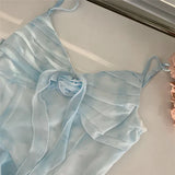 Ethereal Blue High-Low Ruffle Layered Short Prom Dress Outfits HZ1023