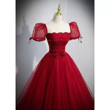 Princess Red Tulle Prom Dresses Sexy Evening Dress HZ1023