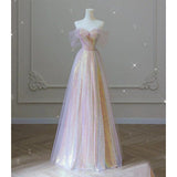 A line Sequin Pink Long Prom Dresses HZ1023