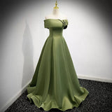 Simple Sage Green Satin Prom Dresses Sexy Evening Dress HZ1023
