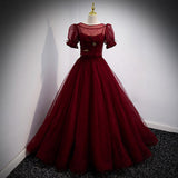 A Line Red Long Prom Dresses HZ1023