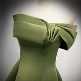 Simple Sage Green Satin Prom Dresses Sexy Evening Dress HZ1023