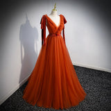 A Line Organge Long Prom Dresses HZ1023