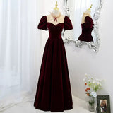 Simple A line Long Red Prom Dresses HZ1023
