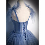 Ball Gown Blue Tulle Long Prom Dresses HZ1023