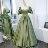 A line Green Long Prom Dresses HZ1023
