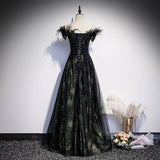 Off the Shoulder Black Prom Dresses Sexy Evening Dress HZ1023