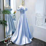 A line Light Sky Blue Prom Dresses HZ1023
