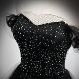 A line Off the Shoulder Black Long Prom Dresses HZ1023