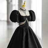 Ball Gown Puffy Sleeves Long Prom Dresses HZ1023