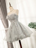 Silver Hoco Dress Short Homecoming Dresses HZ1023