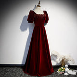 A line Burgundy Prom Dresses HZ1023