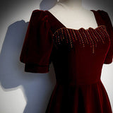 A line Burgundy Prom Dresses HZ1023