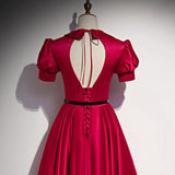 A line Red Knee Length Prom Dresses HZ1023