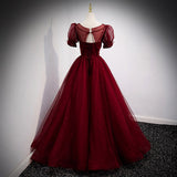 A Line Red Long Prom Dresses HZ1023