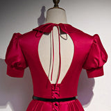 A line Red Knee Length Prom Dresses HZ1023