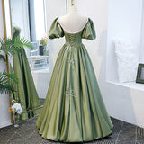 A line Green Long Prom Dresses HZ1023