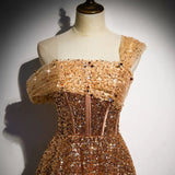 One Shoulder Sequin Prom Dresses HZ1023