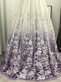 A-Line/Princess V-neck Tulle Applique Sleeveless Floor-Length Prom Dresses HZ1023
