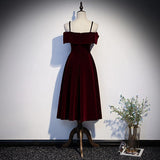 A line Red Prom Dresses Short Bridesmaid Dress HZ1023