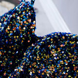 Navy Blue Sequin Hoco Dress Short Homecoming Dresses HZ1023