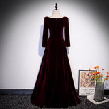 A line Burgundy Long Prom Dresses HZ1023