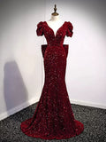 Simple Sequin Mermaid Prom Dresses Sexy Evening Dress HZ1023