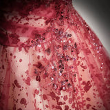 A line Off the Shoulder Red Tulle Prom Dresses HZ1023