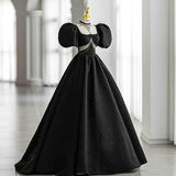 Ball Gown Puffy Sleeves Long Prom Dresses HZ1023