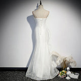 Mermaid White Tulle Prom Dresses Sexy Evening Dress HZ1023