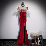 Mermaid Red Long Prom Dresses HZ1023