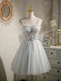 Princess Silver Hoco Dress Short Homecoming Dresses HZ1023