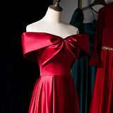 A line Burgundy Satin Prom Dresses HZ1023