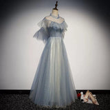 A line Tulle Prom Dresses Sexy Prom Dress HZ1023