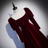 Simple A line Red Long Prom Dresses HZ1023