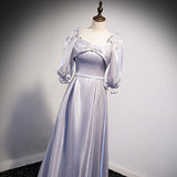 A Line Silver Long Prom Dresses HZ1023