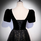 A line Black Long Prom Dresses HZ1023