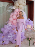 Lilac Sheath Long Sleeve Satin Short Homecoming Dress Birthday Dress HZ1023