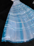 Silver Sequin Ball Gown Strapless Blue Tulle Prom Dress Party Dress HZ1023
