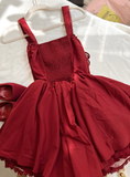 Cute A Line Straps Red Satin Short Homecoming Dress Birthday Dress HZ1023